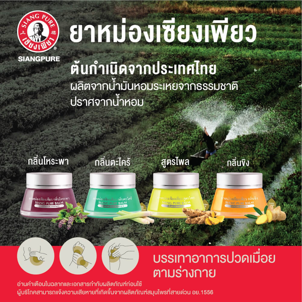ยาหม่อง เซียงเพียว กลิ่นตะไคร้ ขนาด 20 กรัม จำนวน 3 ชิ้น